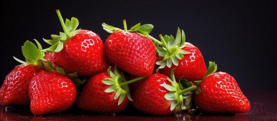 Poster - Fresh strawberries beautifully displayed in a copy space image