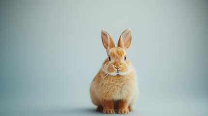 Wall Mural - Brown rabbit standing up. Easter Bunny Hare Cottontail rabbit Domestic rabbit. Sniffing Rabbit. Young red rabbit isolated on white Background. The funny rabbit is standing on its hind legs. 