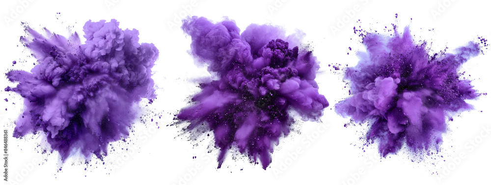 Purple powder explosion isolated on transparent background Stock ...