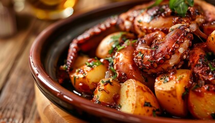 Wall Mural - Pulpo a feira: A Spanish Octopus Dish with Potatoes --AR 7:4