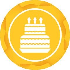 Sticker - Birthday cake Vector Icon