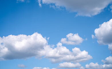 Wall Mural - beautiful blue sky and white cumulus clouds abstract background. cloudscape background. blue sky and