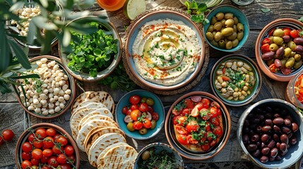 A colorful and abundant Mediterranean-themed table