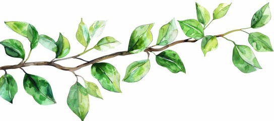 Wall Mural - Watercolor Green Leaves Branch.
