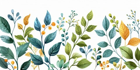 Wall Mural - Watercolor Floral Border.