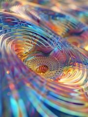 Colorful abstract background with contoured spacetime vortex spiral and waves on futuristic background science gravity physics gravitational waves AI quantum computing early universe concepts