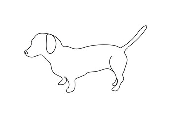 Wall Mural - Continuous one line drawing of dachshund dog vector illustration. Premium vector 