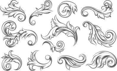 Baroque scroll elements