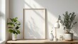 © ChutinanArt6 - beautiful sunlight minimal Rectangular mockup frame table interior. Modern Interior Room Design copy space area