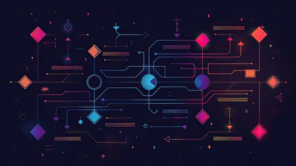 Poster - Stylish flowchart with arrows and nodes in a modern design