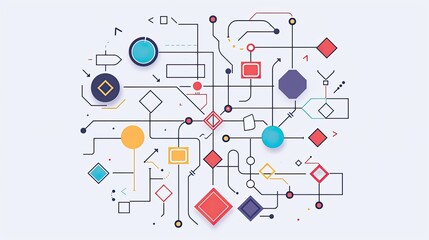 Poster - Stylish flowchart with arrows and nodes in a modern design