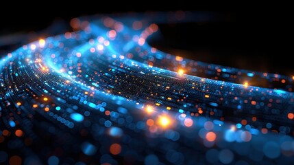 Poster - Abstract image featuring glowing blue and orange waves