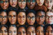 © Multiverse - A group of young adults, all wearing glasses, look directly at the camera. They are diverse in appearance and ethnicity