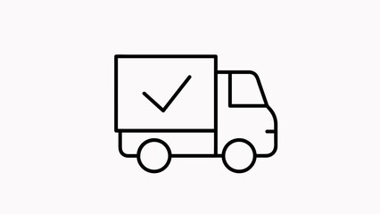 Poster - Animated truck black line icon. Delivery service. Transportation. Vehicle in motion. delivery icon animation for e-commerce.