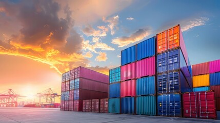 shipping containers being stacked at a port