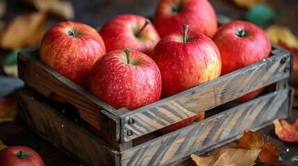 Wall Mural - A wooden crate filled with apples