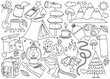 © dwi - Cute hiking camping doodle set in drawing style.