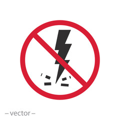Wall Mural - safety from electricity icon, anti static, remove surface charge, flat symbol on white background - 