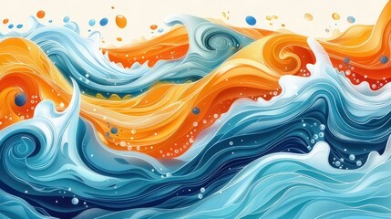Exciting pool water ripples for a summer family gathering or children's aquatic fun. Abstract illustration of wavy patterns