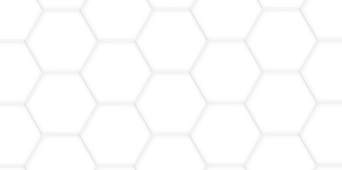 Fototapete - 3d hexagonal structure futuristic white background and embossed hexagon abstract with hexagon background. honeycomb hexagonal background. Hexagon shape, white, shiny black. hexagon pattern shape.