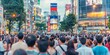 © mashimara - Crowded city street in Tokyo with diverse people and vibrant billboards, capturing the hustle and bustle of urban life. Perfect for cityscape, diversity, and culture themes.