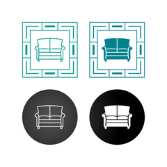 Sticker - Double Sofa Vector Icon