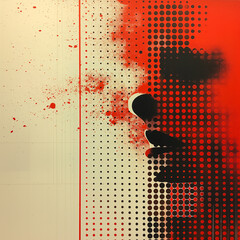 Poster - A painting of a face with red paint splattered on it