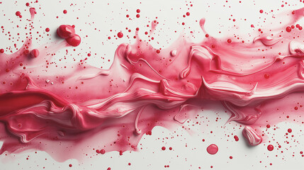 Poster - A red color with splatters of paint adding texture on white, colorful pattern background abstract