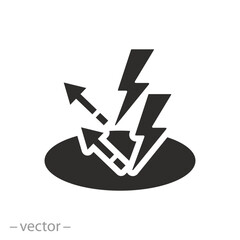 Wall Mural - anti static surface icon, safety from electricity, remove charge energy, flat symbol on white backgr