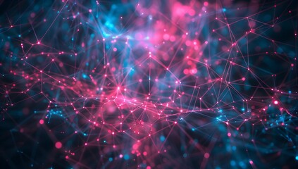 Aufkleber - Abstract digital background with glowing lines and dots forming an intricate network, symbolizing technology, data transfer or global connection
