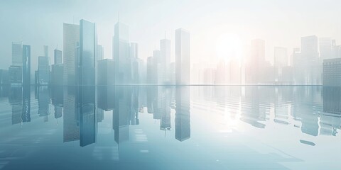 Minimalist Illustration of a Smart City Skyline, Urban Landscape on a Light Background, Ideal for Corporate and Business graphic, banner design, brochure, pattern design, web, background template