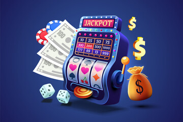 Wall Mural - Casino 777 banner slots machine winner, jackpot fortune of luck. Vector illustration