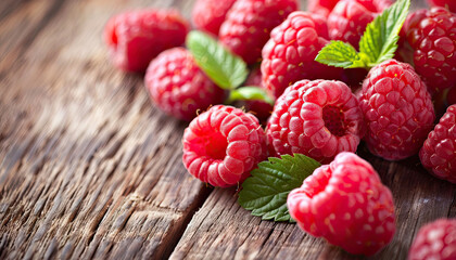 Wall Mural - raspberry on wooden background