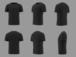 © mirexon - Blank black shirt mockup template, front and back view, isolated on white plain t-shirt mockup. Sweater t-shirt design presentation for printing