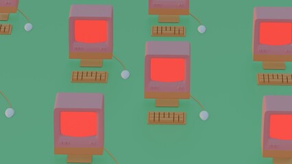 Poster - Retro Computers in Repetition: A Nostalgic Digital Landscape