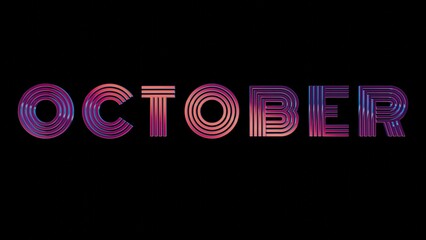Poster - OCTOBER - DYNAMIC NEON TYPOGRAPHY ISOLATED