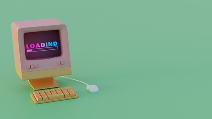 Poster - Retro Computer Loading Animation: Vibrant Neon Typography and Dynamic Progress Indicators