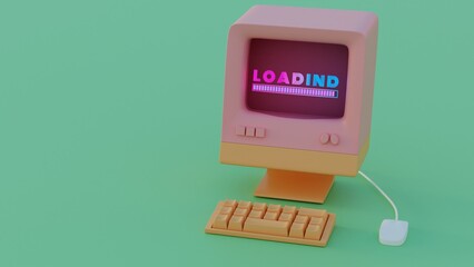 Poster - Retro Computer Loading Animation: Vibrant Neon Typography and Dynamic Progress Indicators