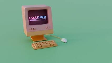 Poster - Retro Computer Loading Animation: Vibrant Neon Typography and Dynamic Progress Indicators