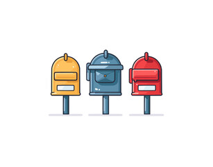 Poster - Mailbox | Minimalist and Simple set of 3 Line White background - Vector illustration