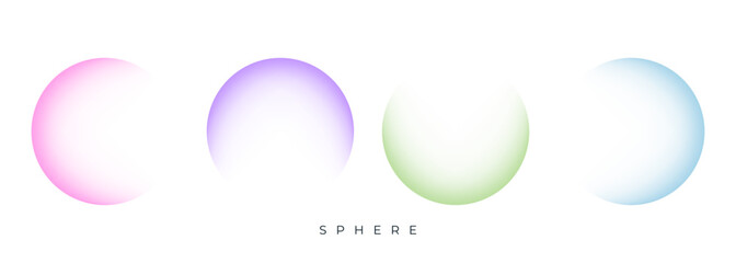 Aufkleber - Defocused spheres. Color gradients. Set of light blurred color round shapes for creative graphic design. Vector illustration.