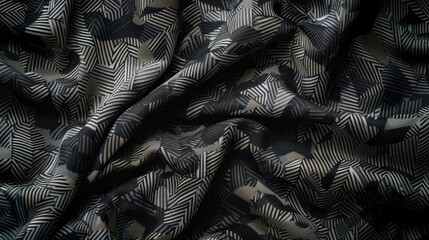 Poster - A black and white patterned fabric with a zigzag design
