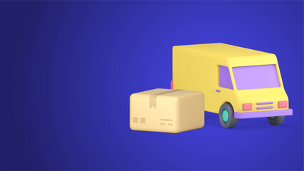 Wall Mural - Parcel cargo truck courier delivery service realistic 3d icon vector illustration