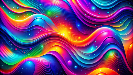 Wall Mural - vibrant abstract waves: a dynamic and fluid multi-colored pattern with star-like specks - ideal for 