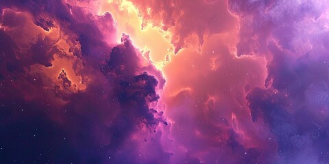 Wall Mural - Purple and orange cloudy sky with a light shining through