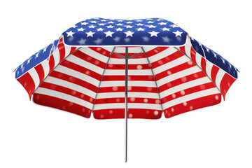 Red, White And Blue Umbrella With Stars On It, Clipart, Illustrations , Isolated On A Transparent Background.	