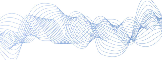 Poster - Abstract blue blend wave lines with Bright Digital frequency track equalizer. Wave lines dynamic flowing colorful light isolated background. sound wave lines and technology curve lines. 