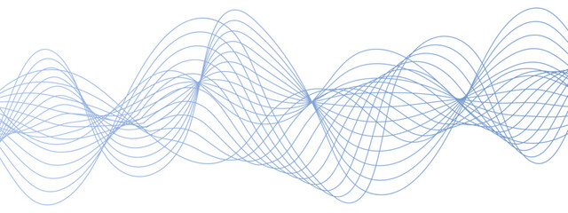 Poster - Abstract blue blend wave lines with Bright Digital frequency track equalizer. Wave lines dynamic flowing colorful light isolated background. sound wave lines and technology curve lines. 