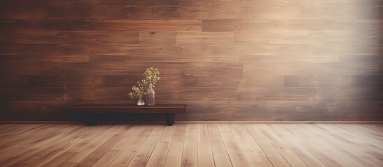 Aufkleber - Room interior with wooden surface shown in a blurry image with copy space.