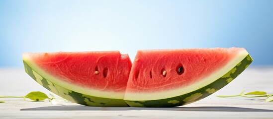 Leinwandbilder - A succulent watermelon sliced against a white backdrop, with a clipping path for easy use with copy space image.